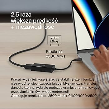 Adapter Belkin USB typu C na 2,5 Gb Ethernet, certyfikat USB